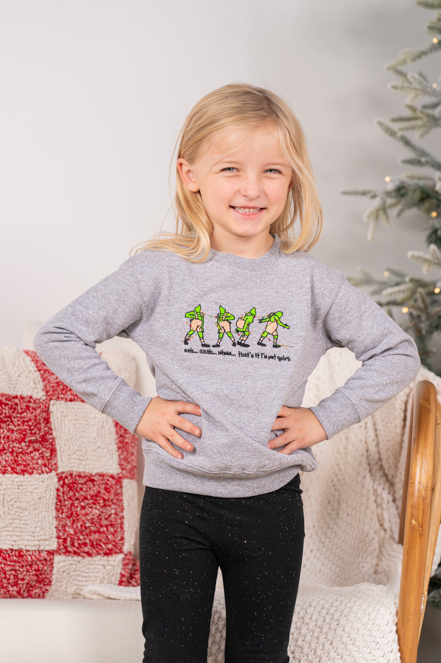 That's it I'm not going - Embroidered Kids Sweatshirt (Heather Gray)