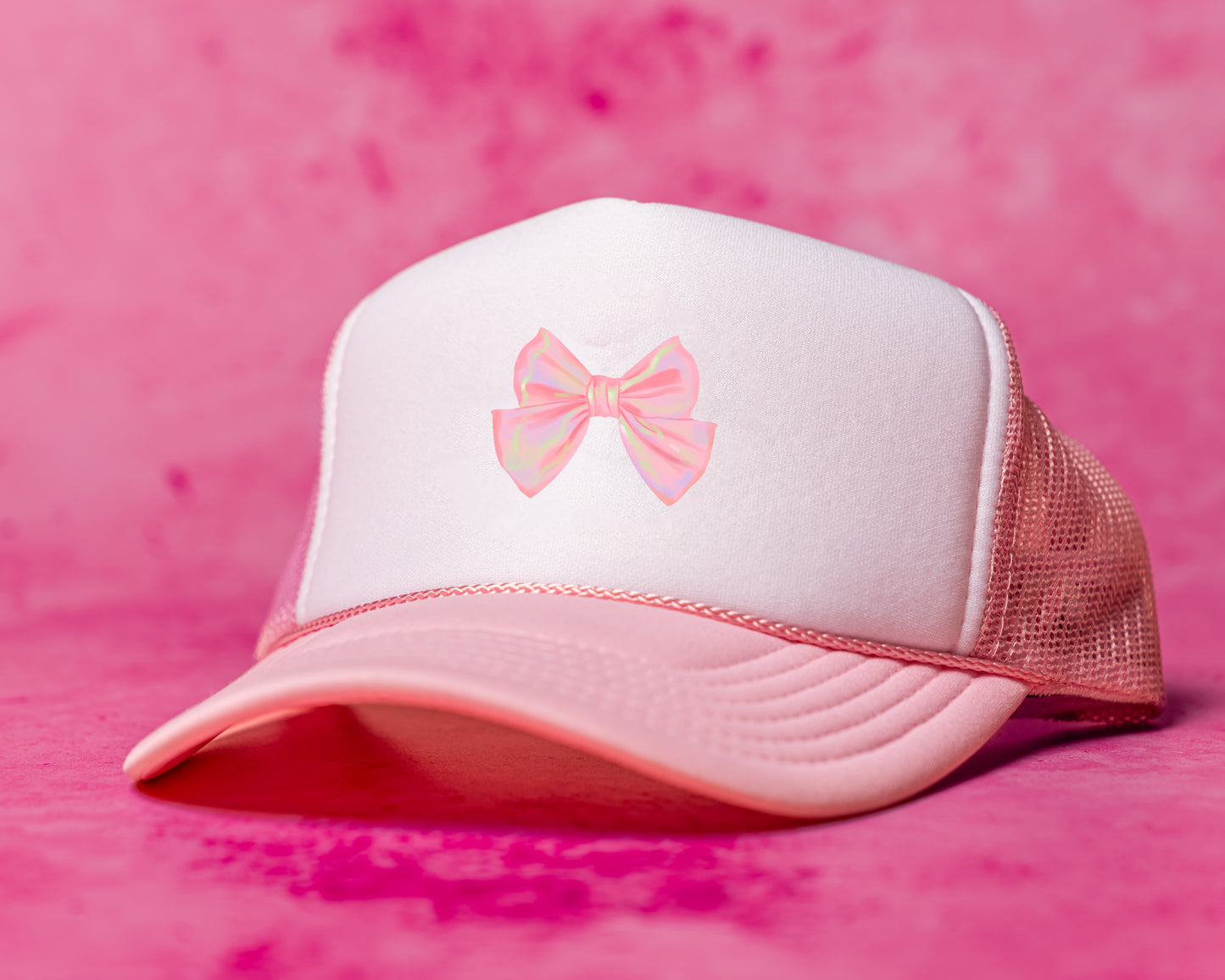 Bow - Foam Trucker Hat (White/Light Pink)