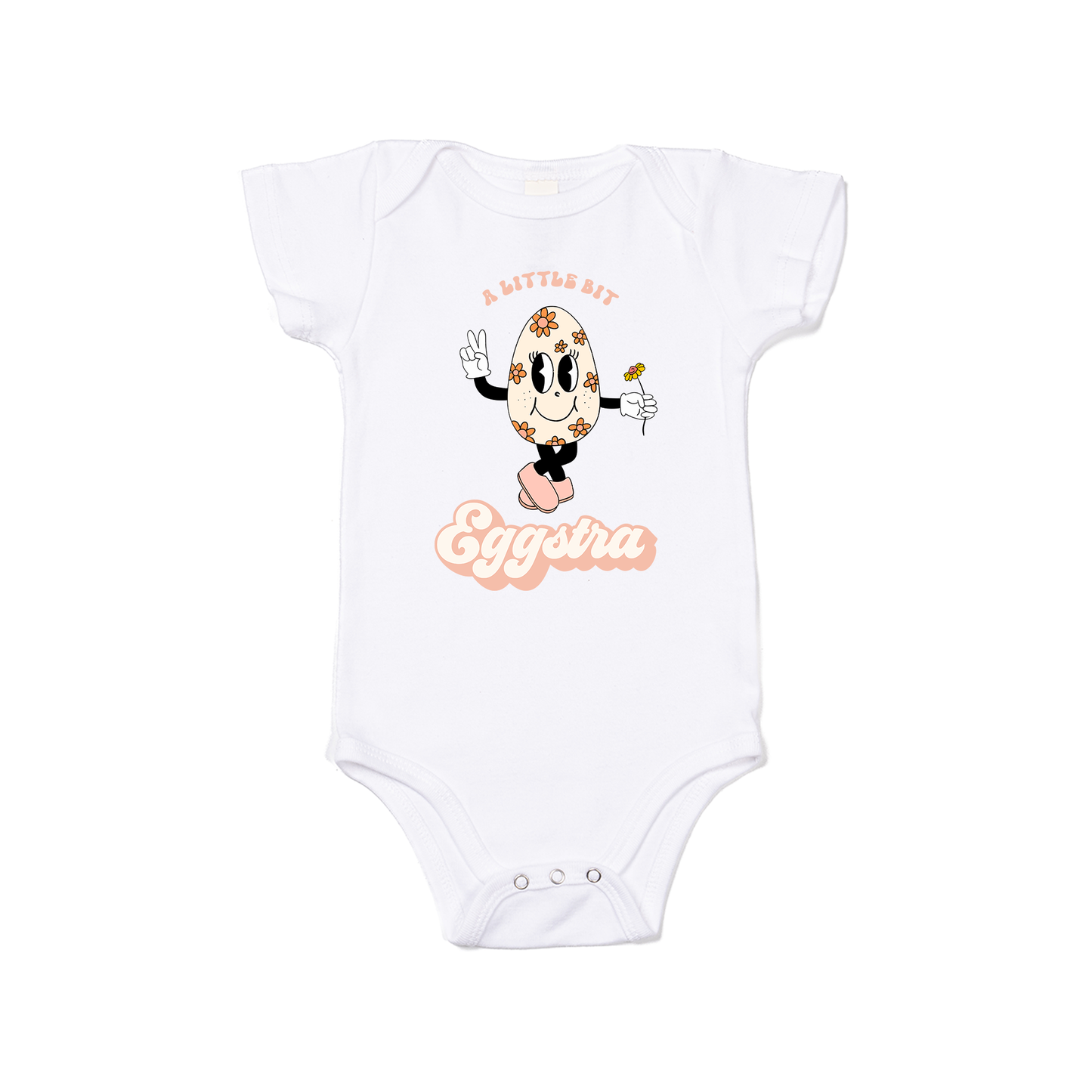 A Little Bit Eggstra - Bodysuit (White, Short Sleeve)