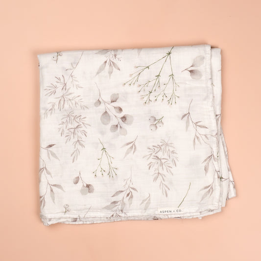 Delicate Floral Bamboo Cotton Muslin Swaddle