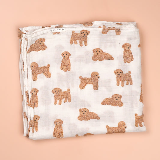 Goldendoodle Puppy Bamboo Cotton Muslin Swaddle