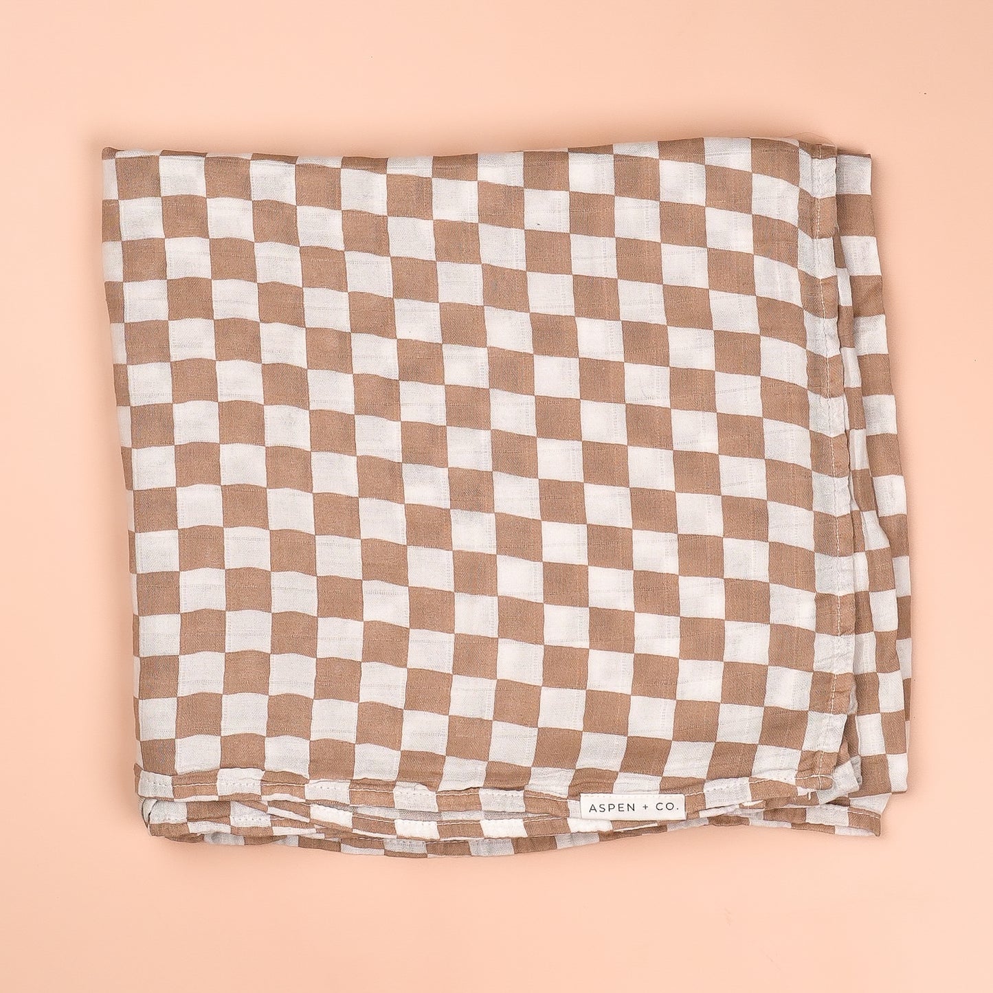 Toffee Mini Checkered Bamboo Cotton Muslin Swaddle