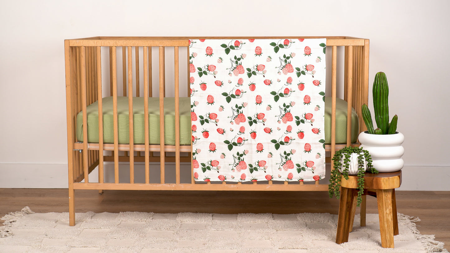 Berry Cute Bamboo Cotton Muslin Swaddle