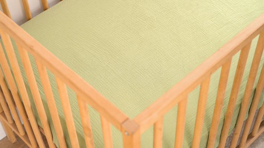 Sage Green Cotton Gauze Muslin Crib Sheet