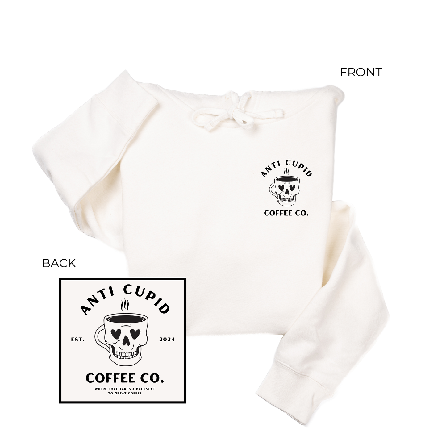 Anti Cupid Coffee Co. (Pocket & Back) - Hoodie (Creme)