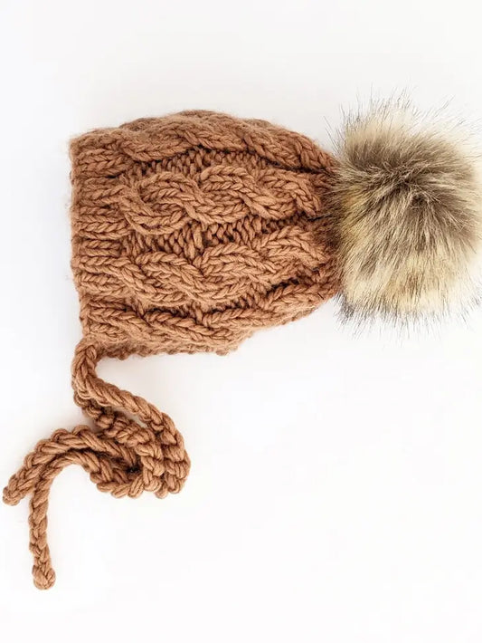 Aspen Cable Knit Bonnet (Pecan)