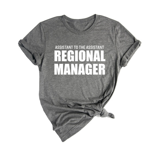 Assistant to the Assistant Regional Manager (Across Front, White) - Tee (Gray)