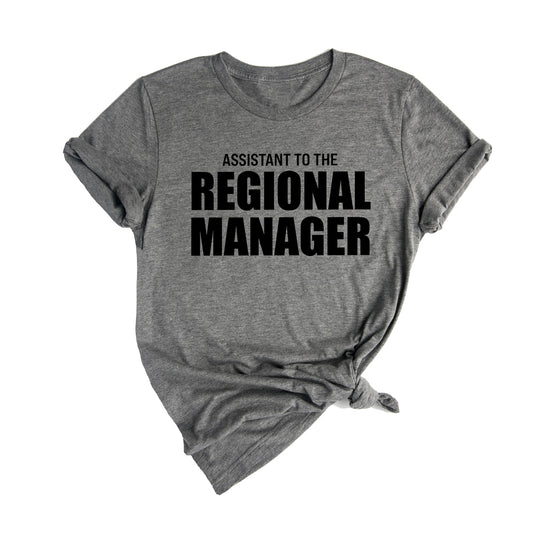 Assistant to the Regional Manager (Across Front, Black) - Tee (Gray)