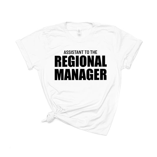 Assistant to the Regional Manager (Across Front, Black) - Tee (White)