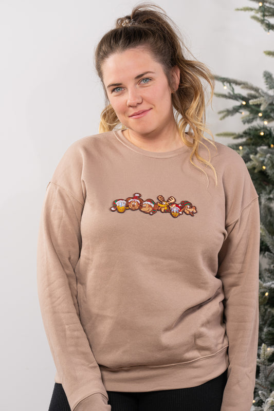 Christmas Magical Mouse Friends - Embroidered Sweatshirt (Toffee)