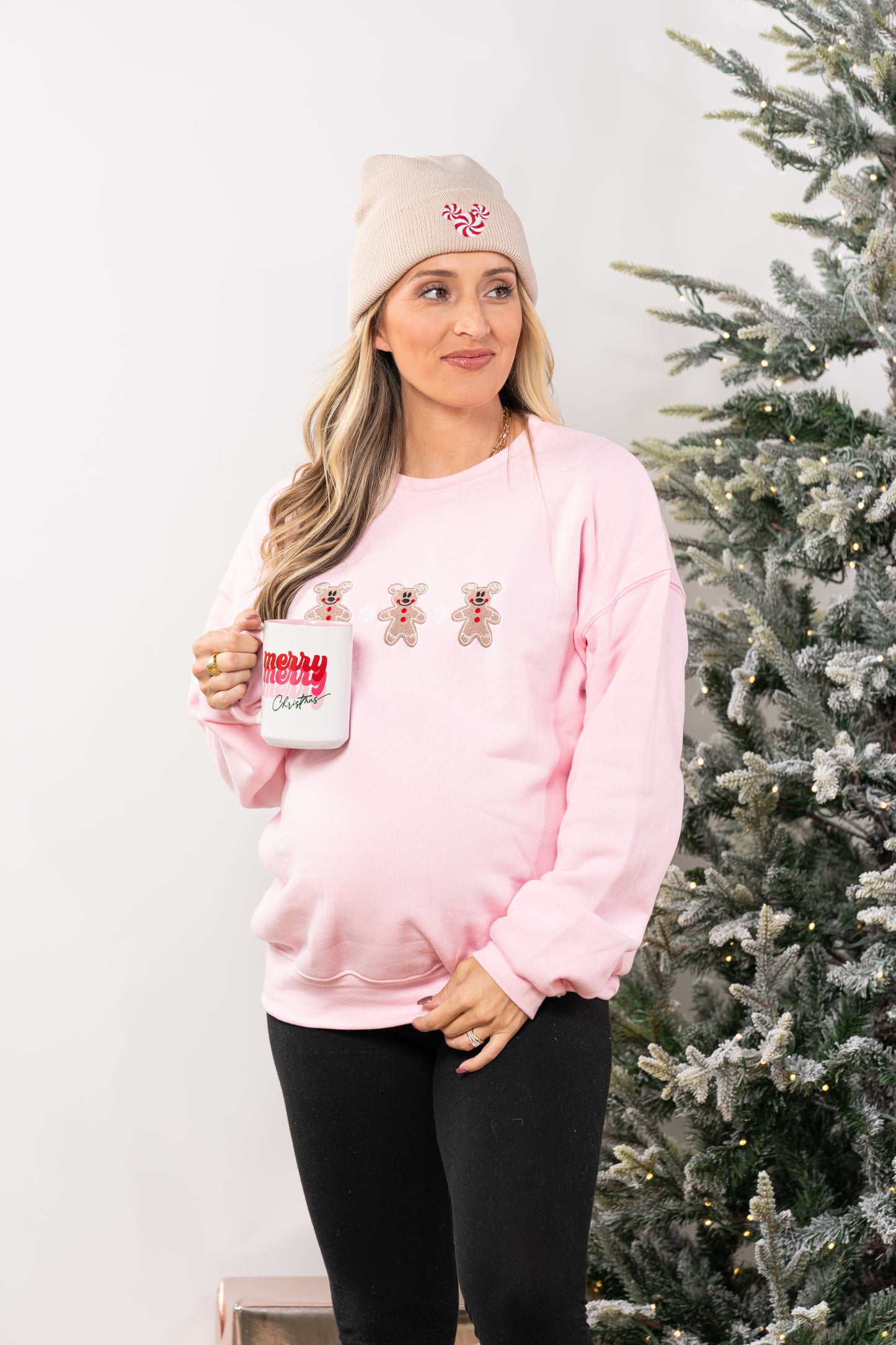 Magic Mouse Gingerbread Cookies - Embroidered Sweatshirt (Light Pink)