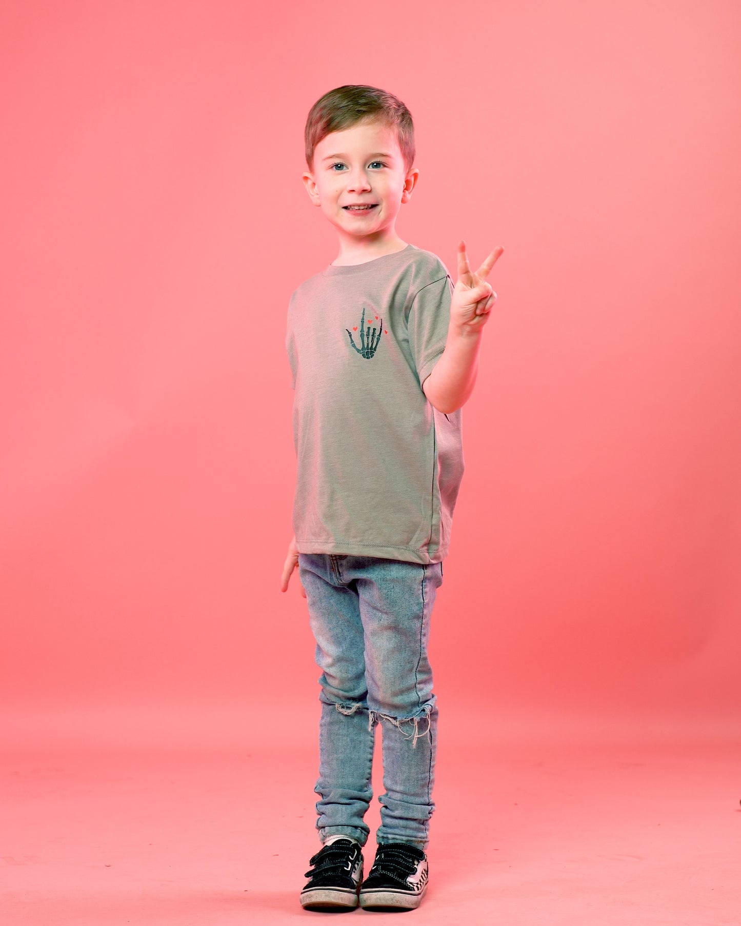 I Steal Hearts (Pocket & Back) - Kids Tee (Pale Moss)