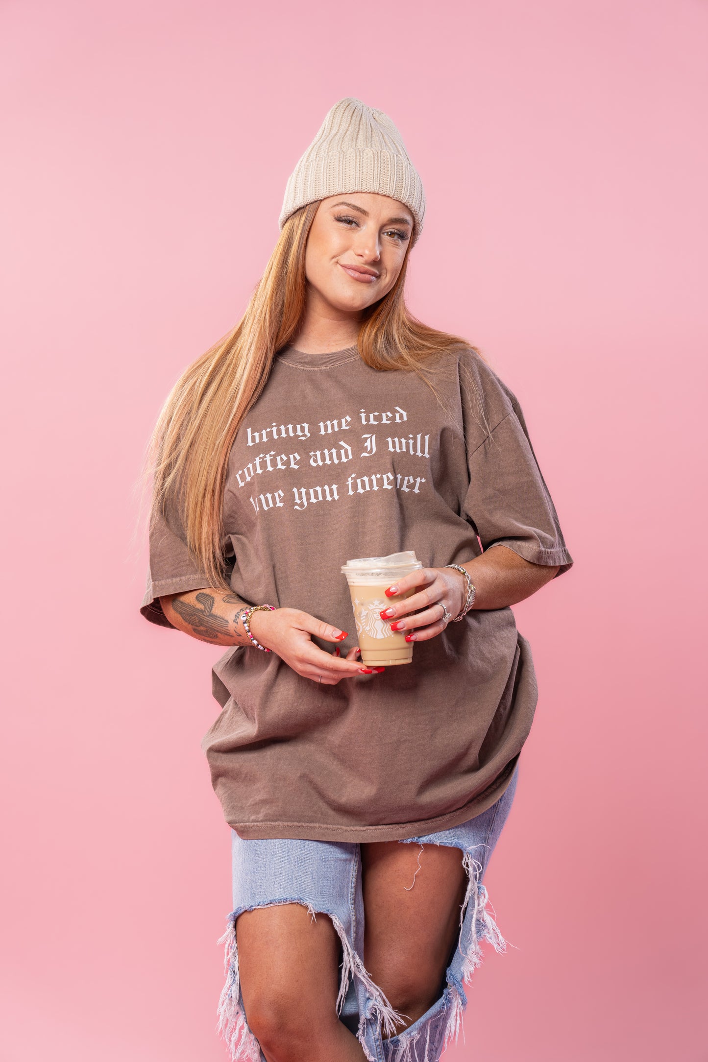 Bring Me Iced Coffee and I Will Love You Forever (Creme) - Tee (Espresso)