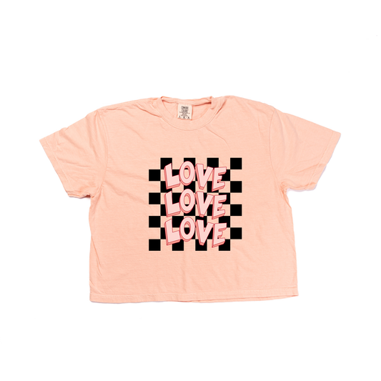 Checkered Love x3 - Cropped Tee (Peach)