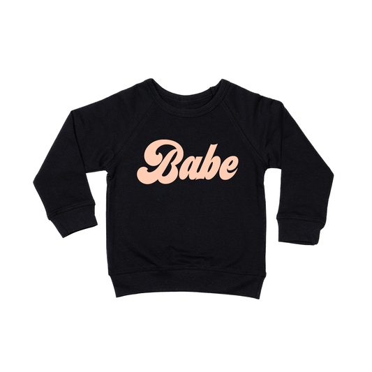 BABE (Retro, Peach) - Kids Sweatshirt (Black)