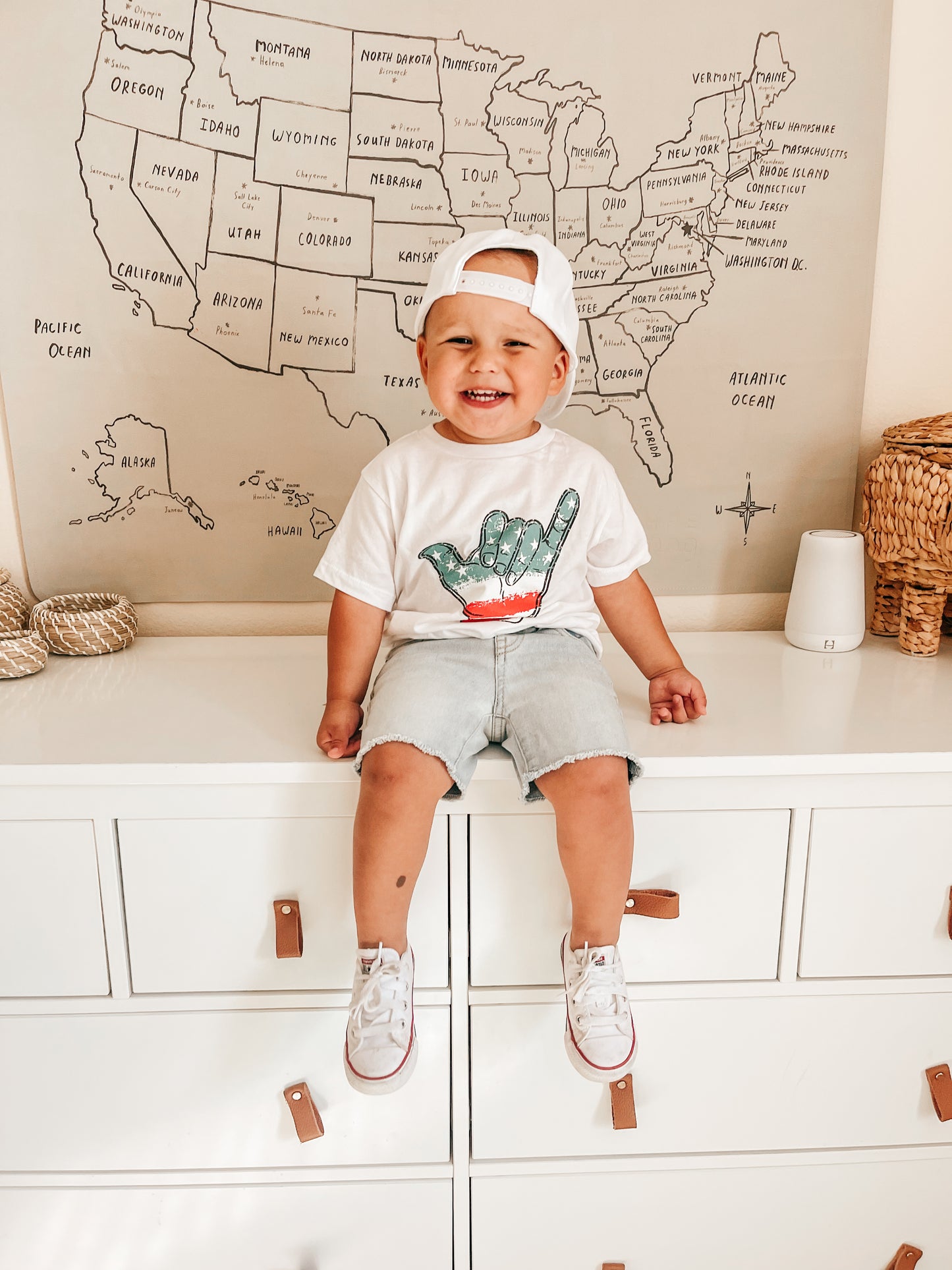 Patriotic Hang Loose - Kids Tee (White)