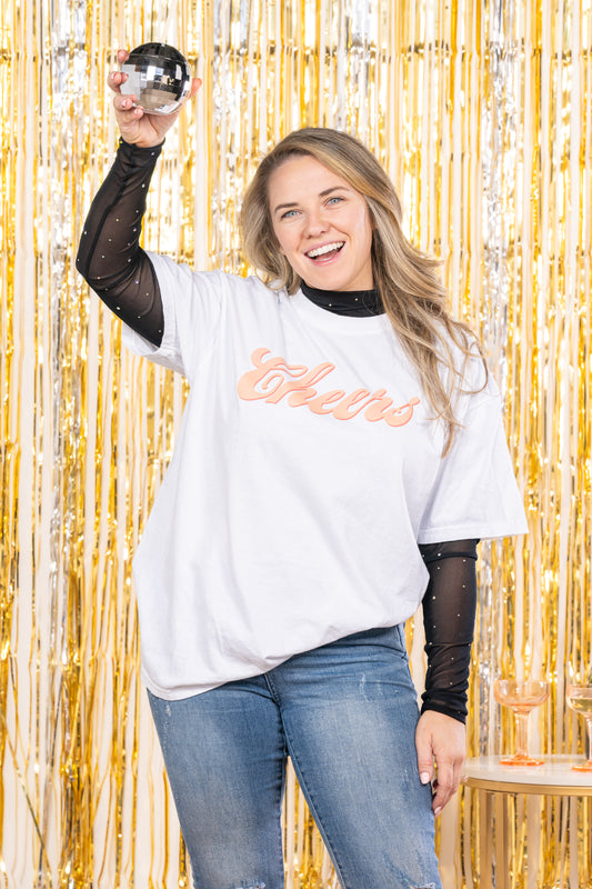 Cheers (Pink Shadow) - Tee (Vintage White, Short Sleeve)