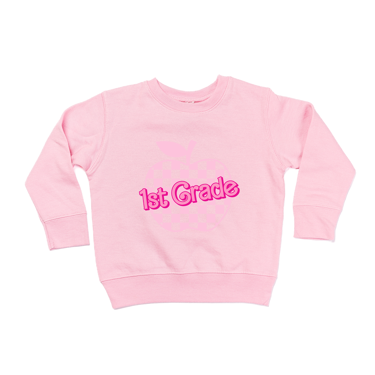 Checkered Apple Pick your Grade - Kids Sweatshirt (Pink)