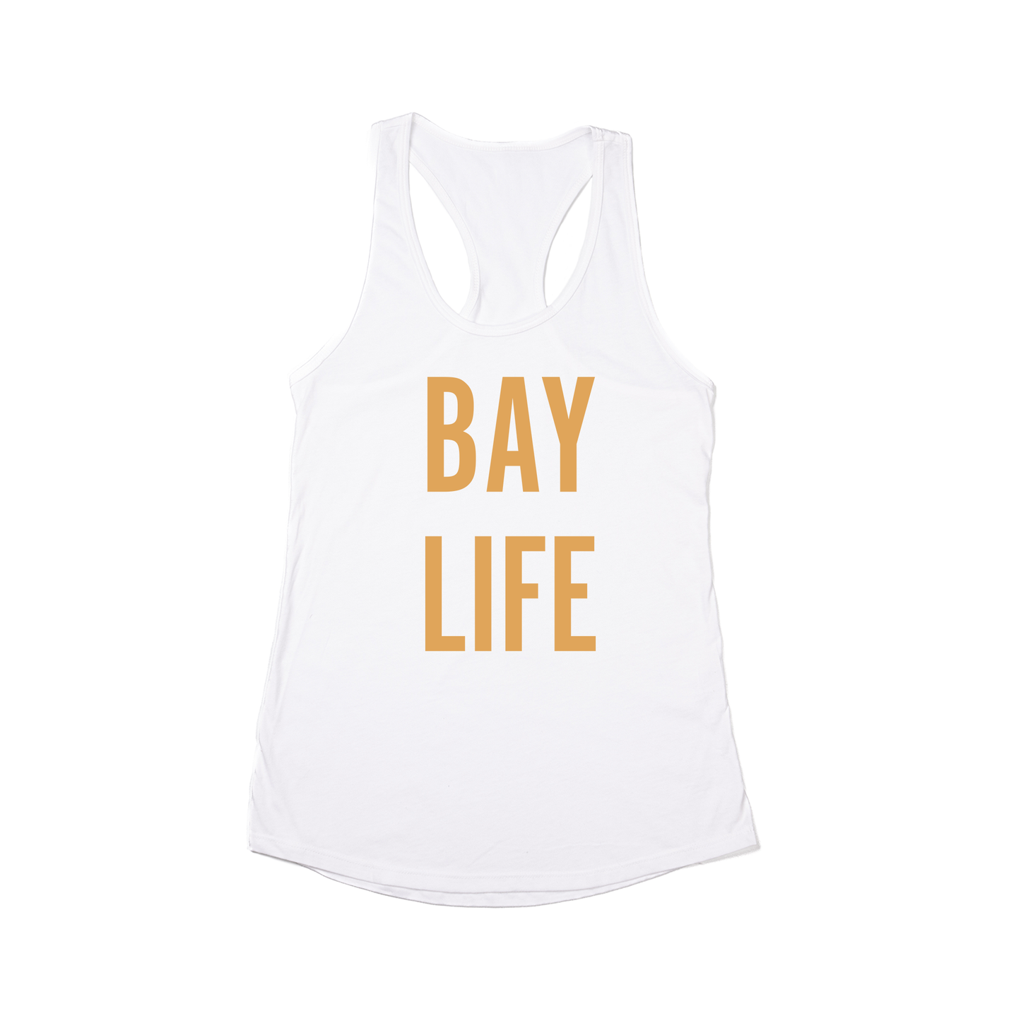 Bay Life (Mustard) - Women's Racerback Tank Top (White)