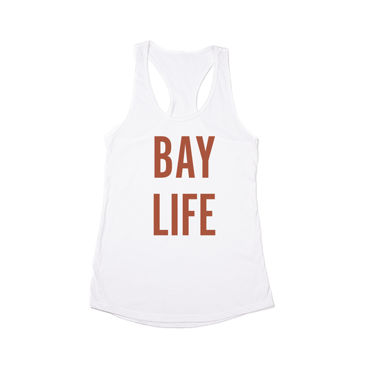 Bay Life (Rust) - Women's Racerback Tank Top (White)