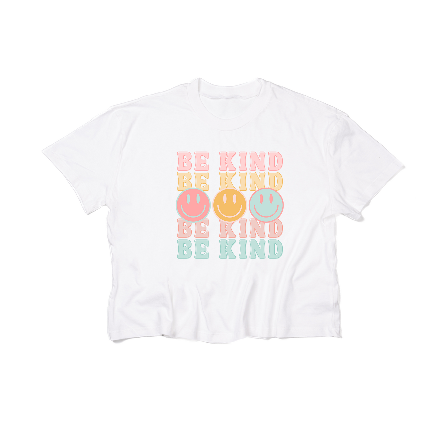 Be Kind Smilies - Cropped Tee (White)