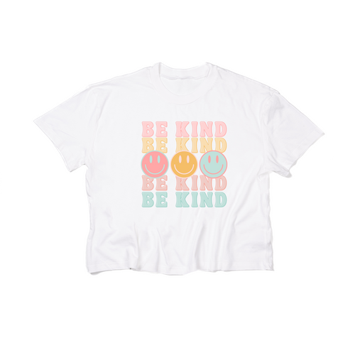 Be Kind Smilies - Cropped Tee (White)