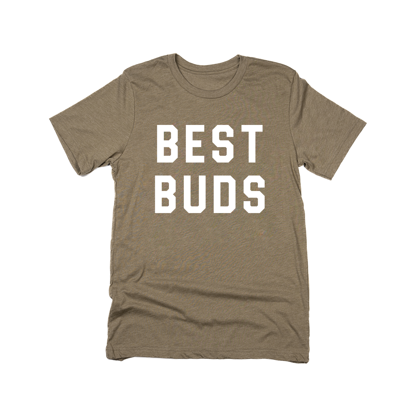 Best Buds (Across Front, White) - Tee (Olive)