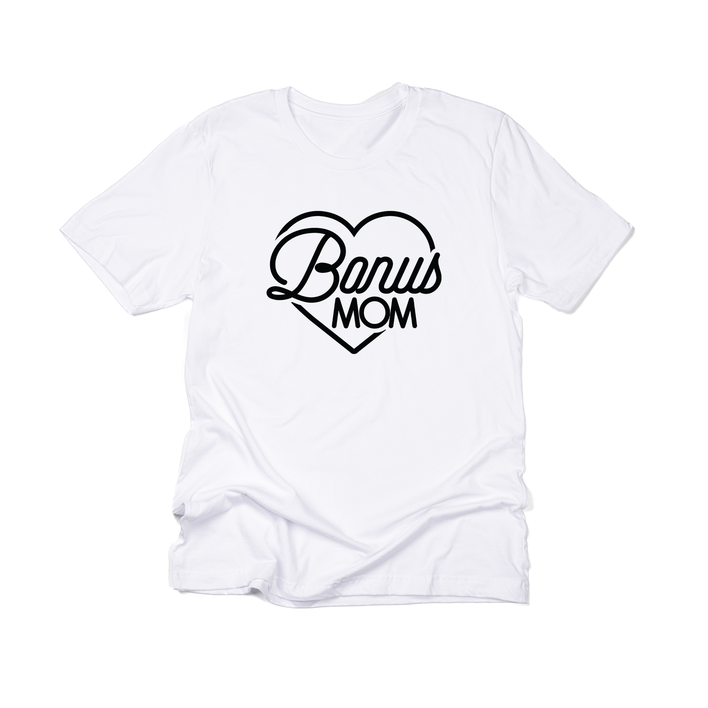 Bonus Mom Heart (Black, Across Front) - Tee (White)