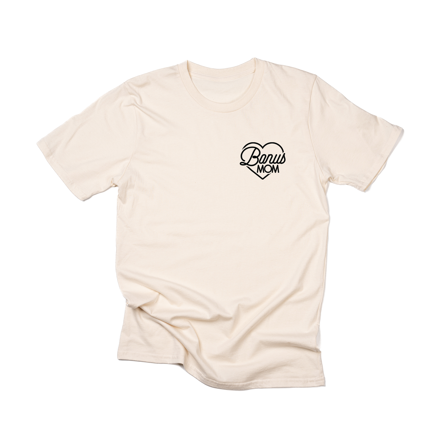 Bonus Mom Heart (Black, Pocket) - Tee (Natural)