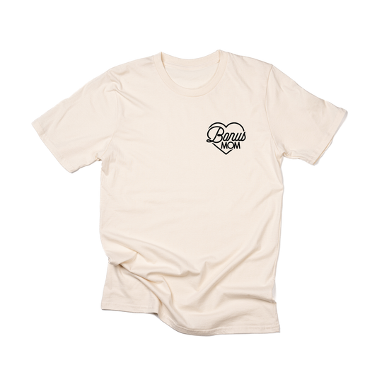 Bonus Mom Heart (Black, Pocket) - Tee (Natural)