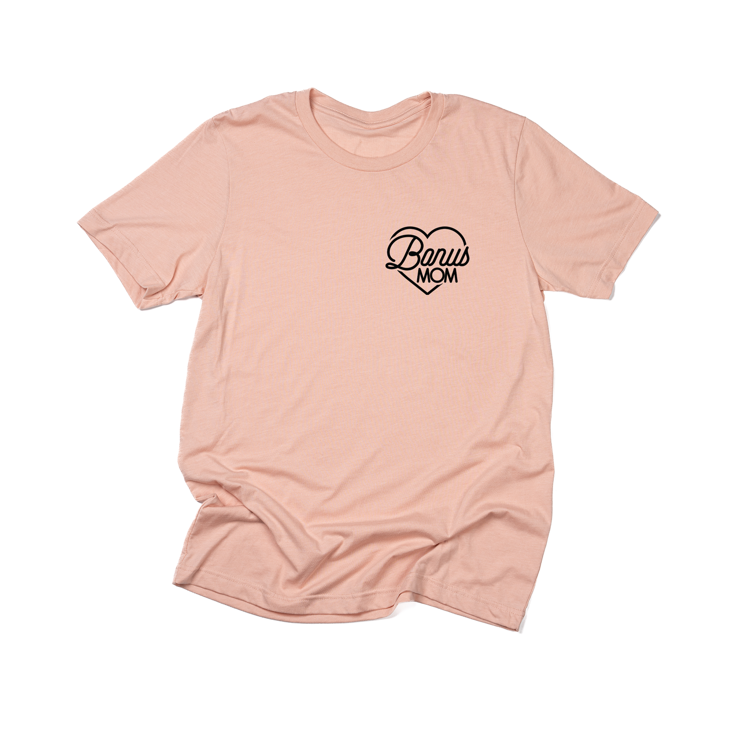 Bonus Mom Heart (Black, Pocket) - Tee (Peach)