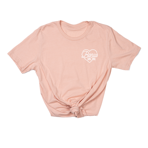 Bonus Mom Heart (White, Pocket) - Tee (Peach)