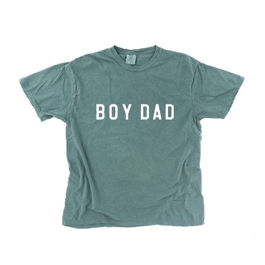 Boy Dad® (Across Front, White) - Tee (Blue Spruce)