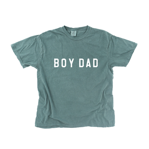Boy Dad® (Across Front, White) - Tee (Blue Spruce)
