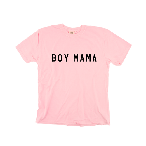 Boy Mama (Across Front, Black) - Tee (Pale Pink)