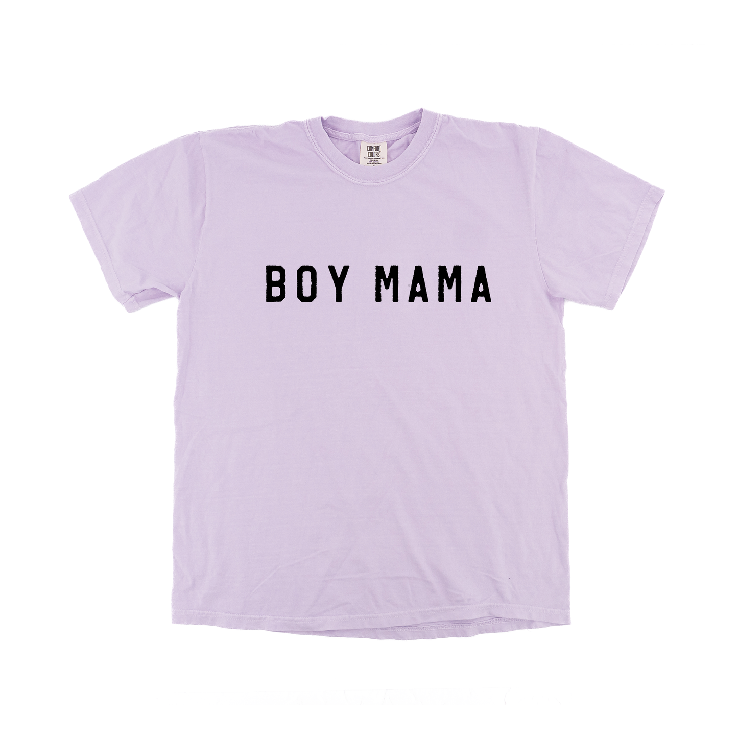 Boy Mama (Across Front, Black) - Tee (Pale Purple)