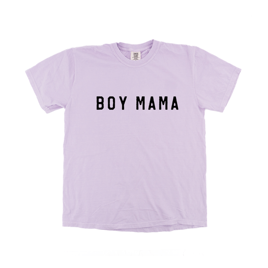 Boy Mama (Across Front, Black) - Tee (Pale Purple)