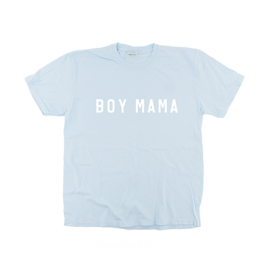Boy Mama (Across Front, White) - Tee (Pale Blue)