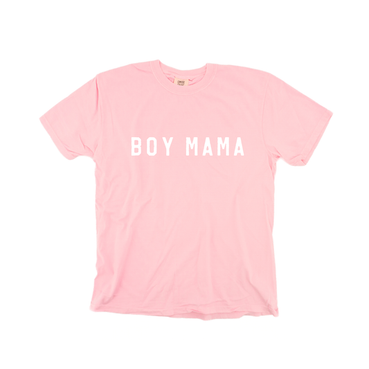 Boy Mama (Across Front, White) - Tee (Pale Pink)