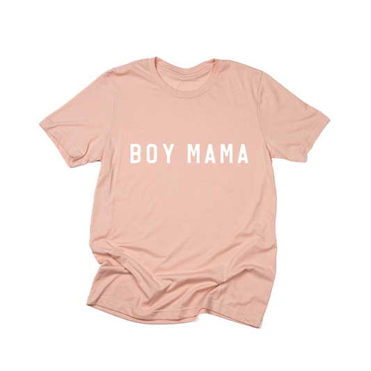 Boy Mama (Across Front, White) - Tee (Peach)