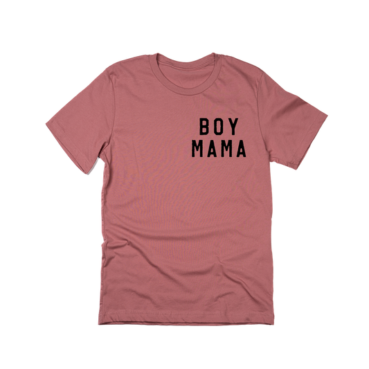 Boy Mama (Pocket, Black) - Tee (Mauve)