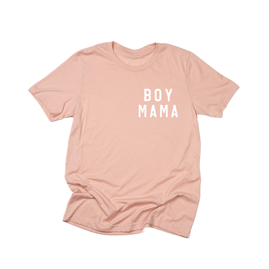 Boy Mama (Pocket, White) - Tee (Peach)