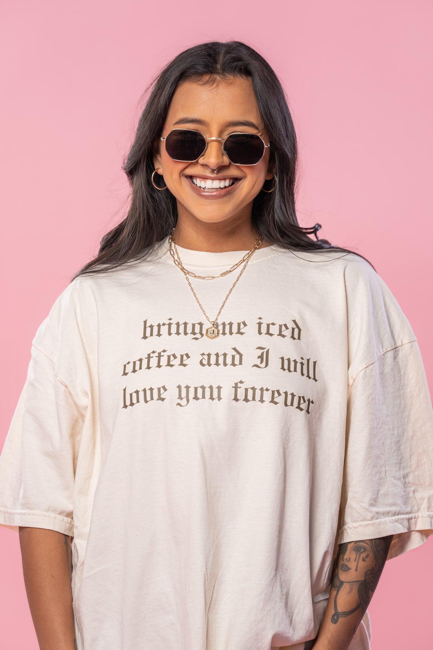 Bring Me Iced Coffee and I Will Love You Forever (Brown) - Tee (Vintage Natural, Short Sleeve)