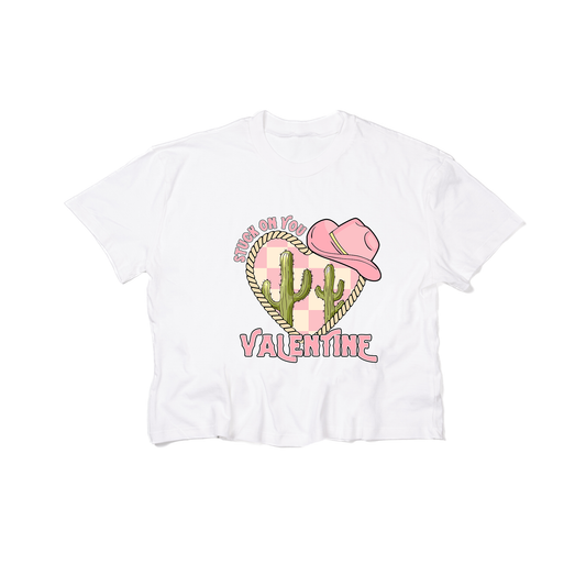 Stuck On You Valentine (Pink) - Cropped Tee (White)