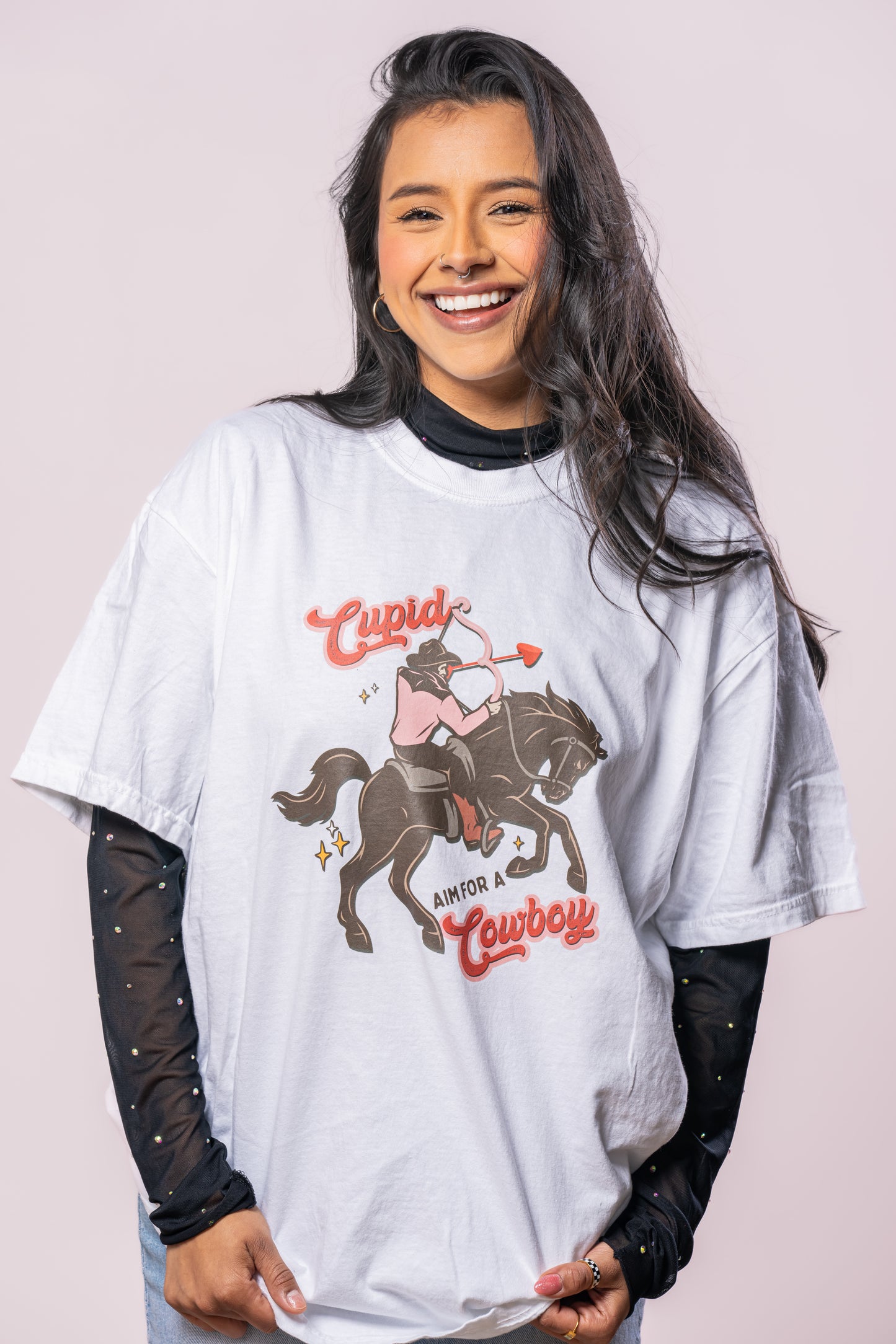 Cupid Aim For A Cowboy - Tee (Vintage White, Short Sleeve)