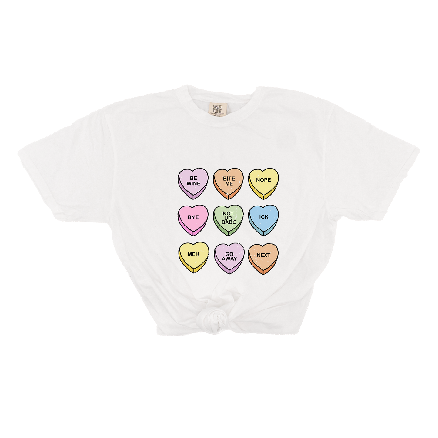 Anti Valentine Conversation Hearts - Tee (Vintage White, Short Sleeve)