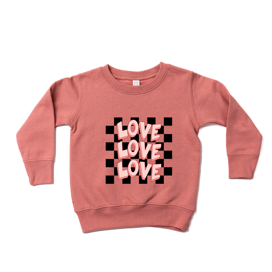 Checkered Love x3 - Kids Sweatshirt (Mauve)