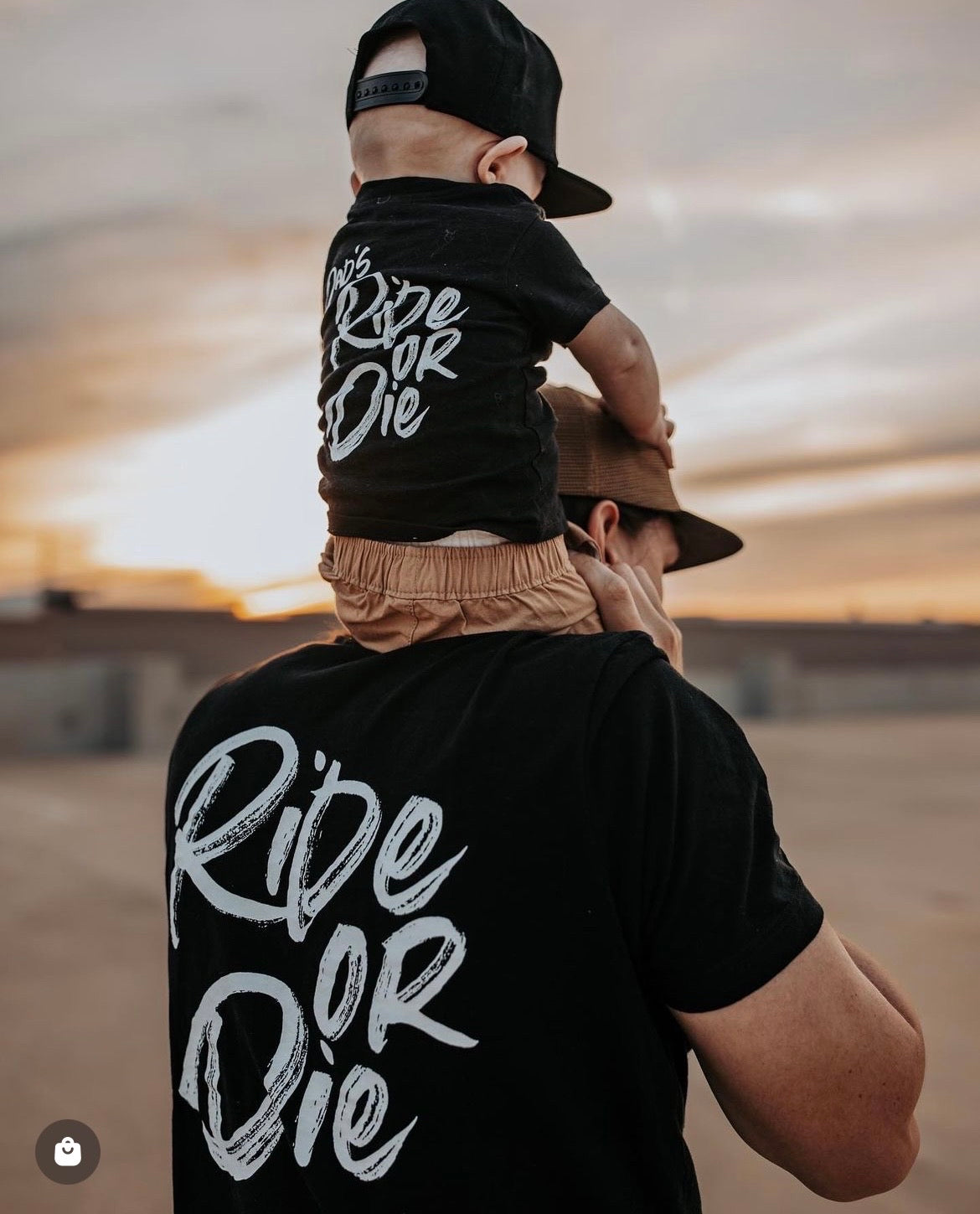 Dad's Ride or Die (White, Pocket & Back) - Kids Tee (Black)