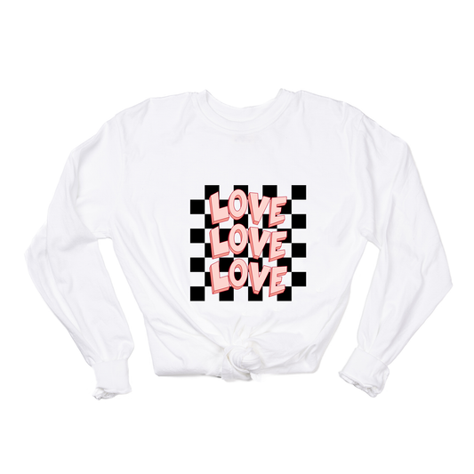 Checkered Love x3 - Tee (Vintage White, Long Sleeve)