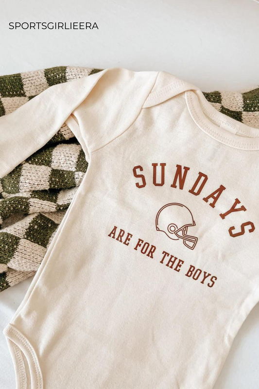 Sundays Are For The Boys (Brown) - Bodysuit (Natural, Long Sleeve)